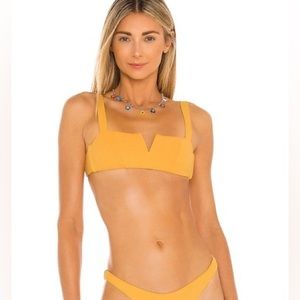 VITAMIN A KAYA Sz M/8 ICED MANGO Yellow Orange Bralette Bikini Top Tie Back NEW!